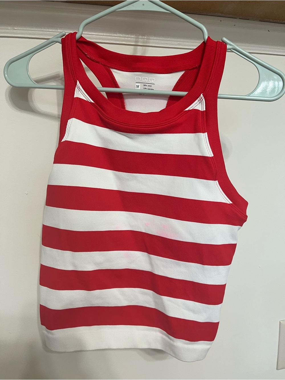 Amazon Red and White Ribbed Tank Top